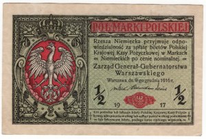 Poľsko, 1/2 poľskej marky 1916, všeobecná, séria B