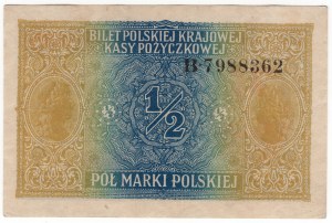 Poland, 1/2 Polish mark 1916, General, B series