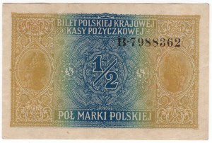 Poľsko, 1/2 poľskej marky 1916, všeobecná, séria B