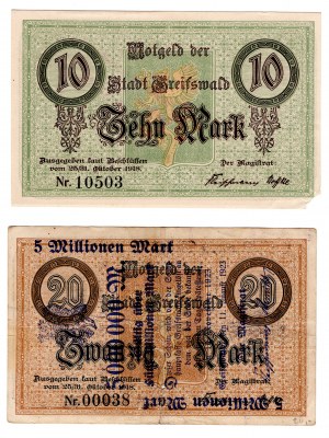 Gryfia (Greifswald), 10 marchi 1918 / 20 marchi 1919, set di 2 pezzi