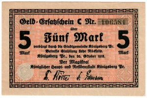 Königsberg (Konigsberg), 5 marks 1918