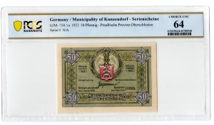 Kończyce (Kunzendorf), 50 Pfennig 1923