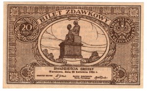 Polska, 20 groszy 1924, bilet zdawkowy - pięknie zachowany