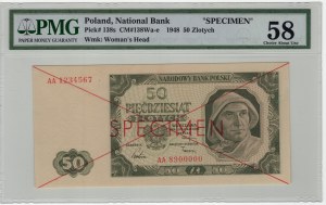 Polonia, 50 zloty 1948, serie AA 8900000, SPECIMEN