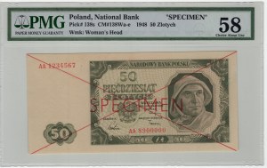 Polska, 50 złotych 1948, seria AA 8900000, SPECIMEN