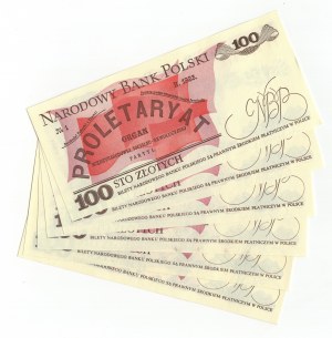 Polonia, PRL, 100 zloty 1988, serie (RL,PZ,RD,TF), set di 6 pezzi