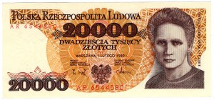 Polska, PRL, 20 000 złotych 1989, seria AR