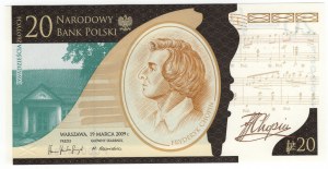Polska, III RP, Fryderyk Chopin, 20 złotych 2009