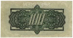 Tschechoslowakei, 100 Kronen 1944 (1945), SPECIMEN - mit Briefmarke