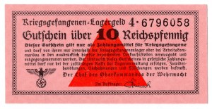 Germany, Universal camp vouchers, Kriegsgefangenen - Lagergeld - 10 Reichspfennig, series 4