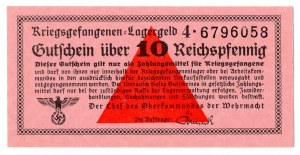 Allemagne, Bons universels pour les camps, Kriegsgefangenen - Lagergeld - 10 Reichspfennig, série 4