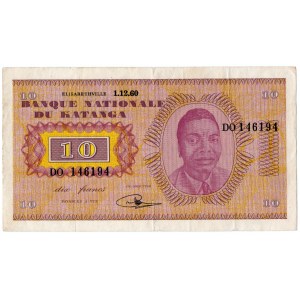 Katanga, 10 francs 1960