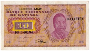 Katanga, 10 francs 1960