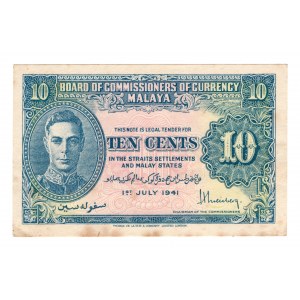 Malaya, 10 Cent 1941
