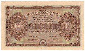 Jugoslávie, 100 lir 1944 - peníze místních partyzánů ve Slovinsku