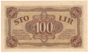 Yougoslavie, 100 lires 1944 - monnaie des partisans locaux en Slovénie