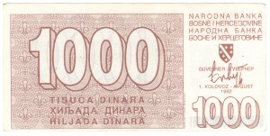 Bośnia i Hercegowina, 1000 dinara 1992, seria AC