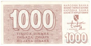 Bosnie-Herzégovine, 1000 dinars 1992, série AC