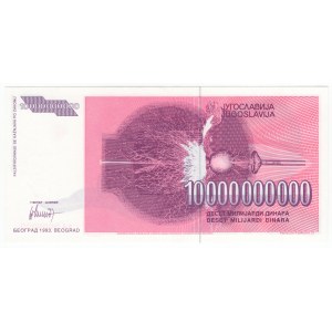Jugosławia, 10 miliardów dinarów 1993, SPECIMEN