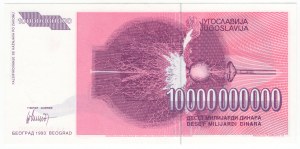 Yugoslavia, 10 billion dinars 1993, SPECIMEN