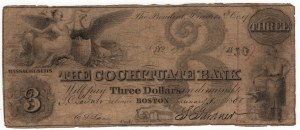 Spojené štáty americké, 3 doláre 1850, The Cochituate Bank - Boston, Massachusetts