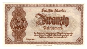 Allemagne, Sudètes, 20 marques 1945, série AT