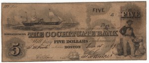 Spojené státy americké, 5 dolarů, Cochituate Bank, Boston, Massachusetts