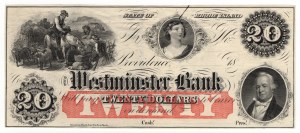 United States of America, $20, Westminster Bank, Rhode Island