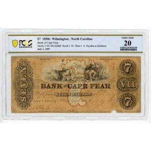 Stany Zjednoczone Ameryki, 7 dolarów, Wilmington, North Carolina, Bank of Cape Fear - rzadkie
