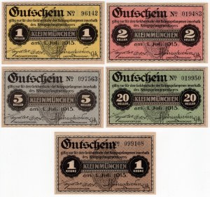 Austria, Kleinmünchen I WŚ 1915, zestaw 5 sztuk