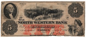 Stany Zjednoczone Ameryki, 5 Dolarów - North Western Bank, Warren, Pennsylvania, 1861