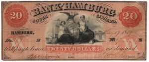 Spojené štáty americké, 20 dolárov 1859, The Bank of Hamburg, Južná Karolína