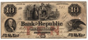 Spojené štáty americké, 10 dolárov 1855, The Bank of the Republic - Providence, Rhode Island