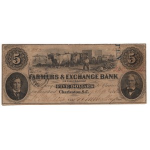 Stany Zjednoczone Ameryki, 5 dolarów 1853, The Farmers & Exchange Bank - Charleston, South Carolina