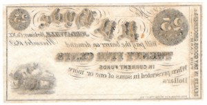 Spojené státy americké, 25 centů 1852, P.P. Hyde - Jordanville, New York