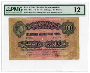 Afryka Wschodnia (Nairobi), 100 Shillings / 5 Pounds 1943