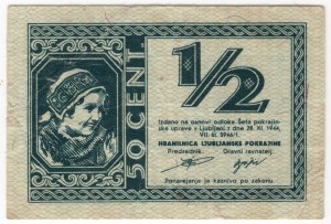 Slovénie, 1/2 lire 1944
