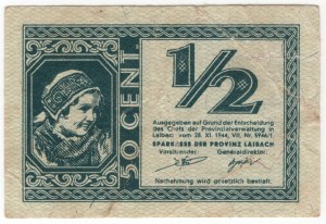 Slovenia, 1/2 lira 1944