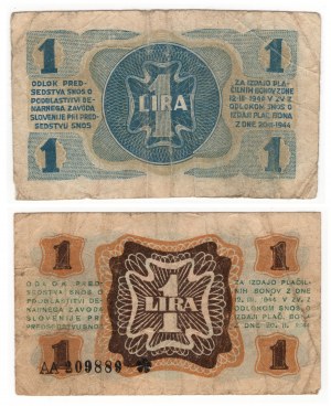 Slovénie, 1 lire 1944, séries A et AA - plus rare