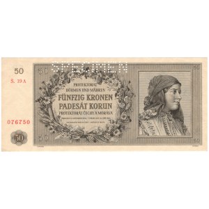 Protectorate of Bohemia and Moravia, 50 korun 1944, SPECIMEN