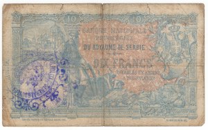 Srbsko, 10 dinárov 1893, pečiatka Valjevo