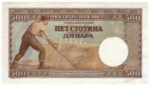 Serbia, 500 dinara 1942, seria X - zastępcza