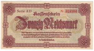 Germany, Sudetenland, 20 marks 1945, AD series