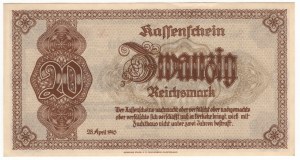 Deutschland, Sudetenland, 20 Mark 1945, Serie AD