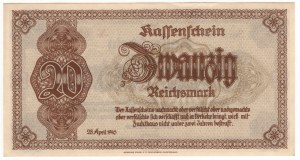 Germany, Sudetenland, 20 marks 1945, AD series