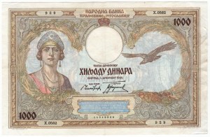 Juhoslávia, 1 000 dinárov 1931 - náhradná séria