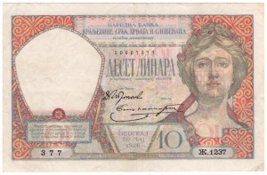 Jugoslávie, 10 dinárů 1926