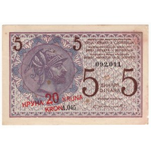 Yugoslavia, 5 dinar/ 20 kruna 1919