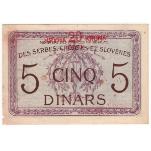 Yugoslavia, 5 dinar/ 20 kruna 1919