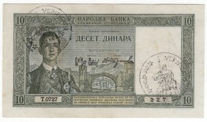 Yougoslavie, 10 dinars 1939 - avec timbre Verificato